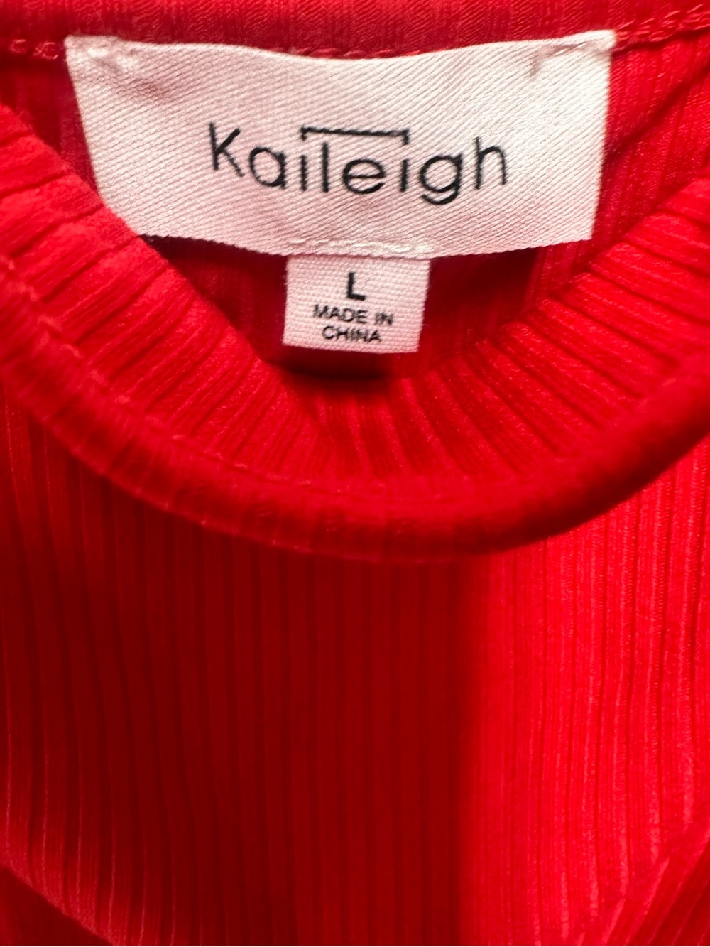 Kaileigh Red Ribbed Ruffle Strap Bodysuit – Size Large - Picture 4 of 7